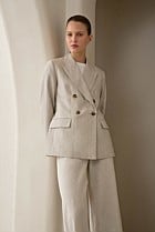 Linen Stripe Double Breasted Blazer