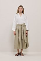 Poplin Pleated Midi Skirt