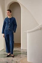 Denim High Rise Tailored Pant
