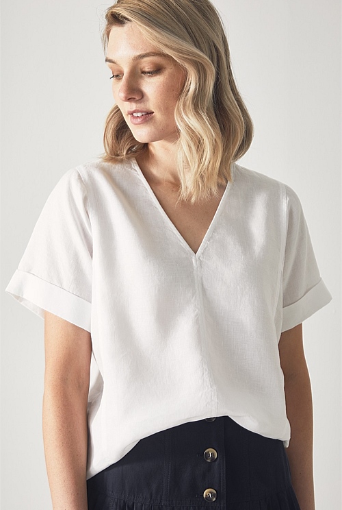 BRITTAN KNIT TOP, RESORT WHITE VINEY LINEY