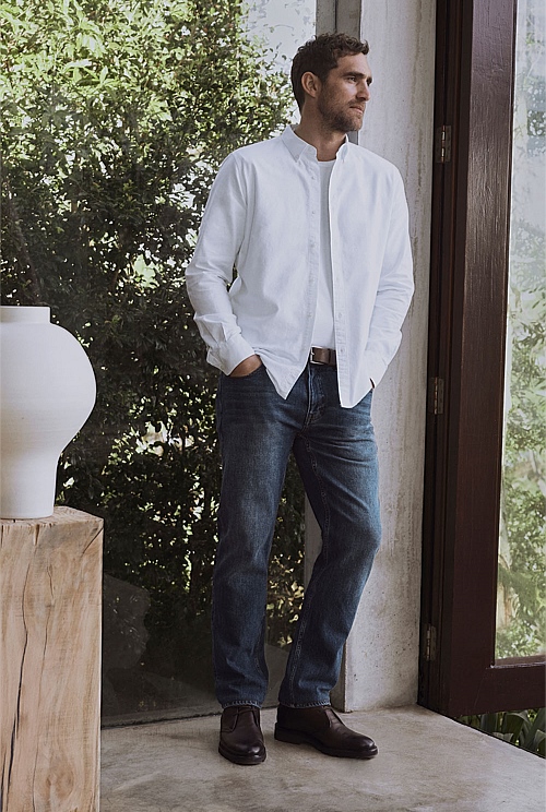 Faded Blue Regular Light Wash Jean MEN Denim & Jeans Trenery