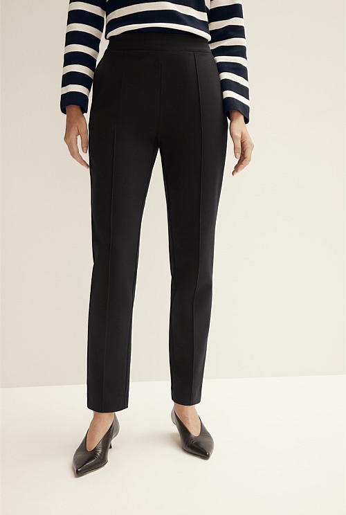 Black Ponte Smart Pant - WOMEN Pants | Trenery