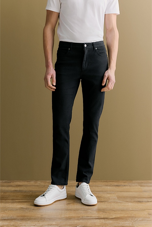 Black Organically Grown Cotton Modern Slim Black Wash Jean MEN Denim