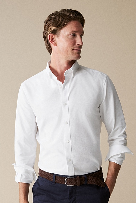 White Tailored Fit Organically Grown Cotton Oxford Shirt - MEN Oxford ...