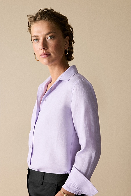 Lilac Linen Classic Shirt - WOMEN Shirts | Trenery