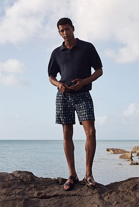 Linen Cotton Textured Stitch Polo