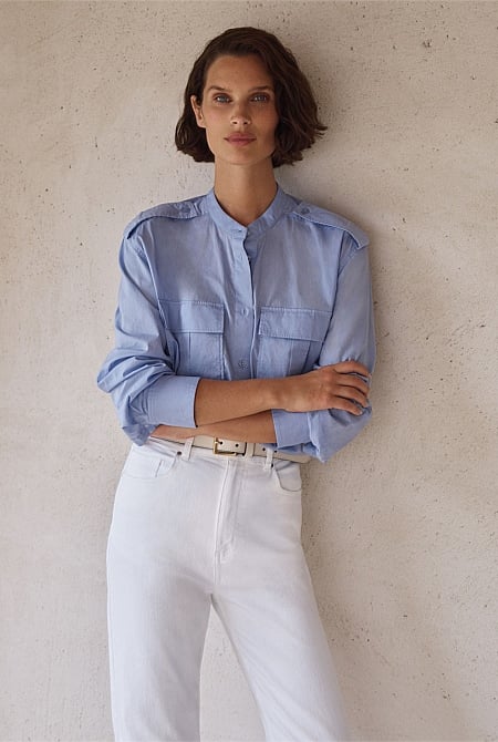 Cotton Voile Pocket Detail Shirt $29.95 (Was $149)