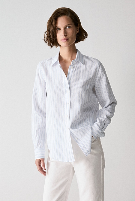 Yarn Dyed Linen Twin Stripe Shirt