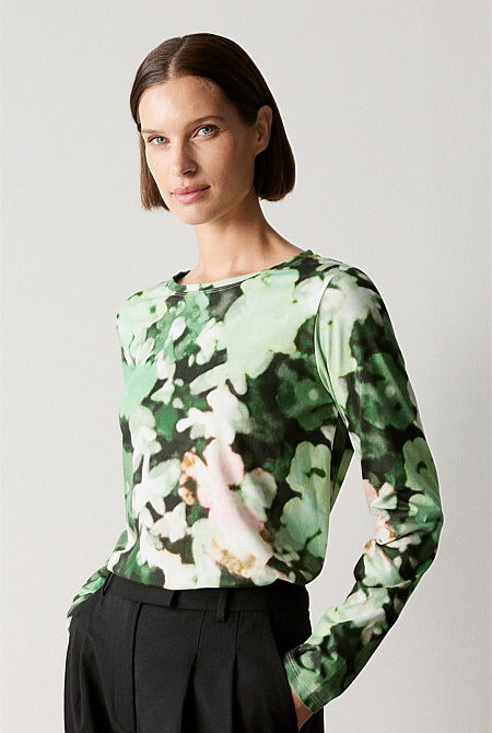 Pima Cotton Blurred Floral T-shirt