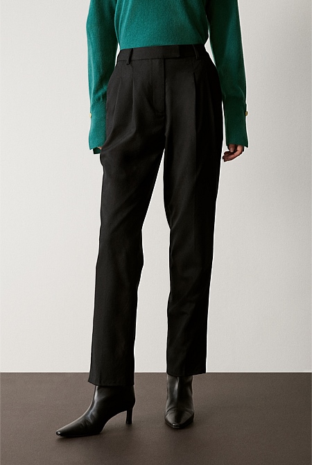 Stretch Wool Pleat Front Pant