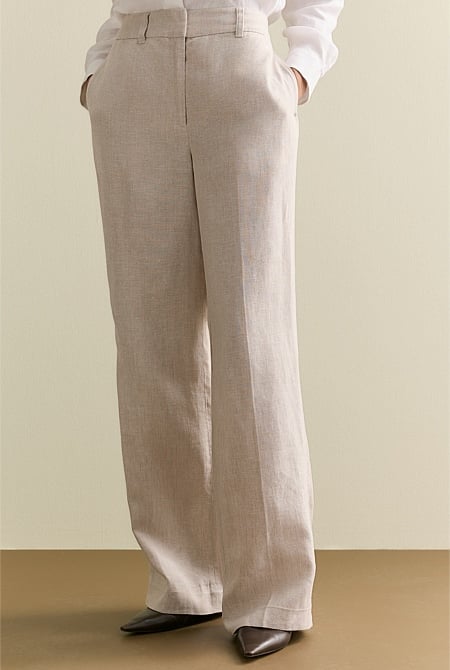 Yarn Dyed Linen Wide Leg Pant