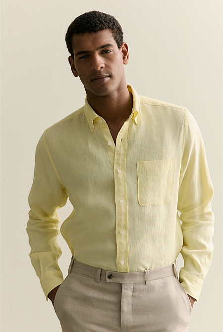 Regular Fit Delave Linen Long Sleeve Shirt