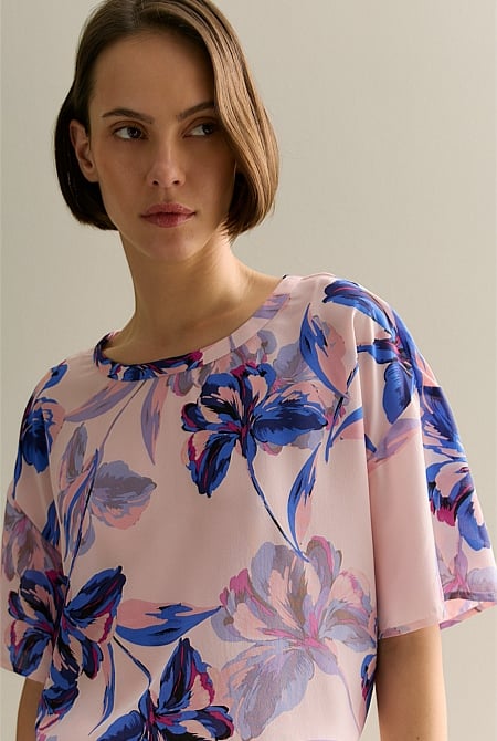 Silk Floral Relaxed T-shirt