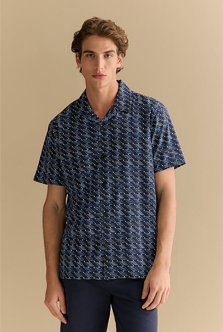 Regular Fit Etched Geo Short Sleeve Shirt