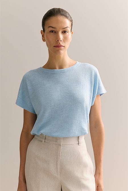 Linen Cotton Relaxed Crew T-shirt