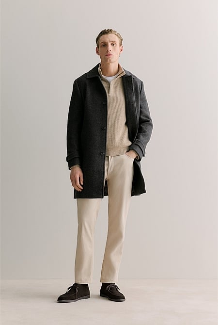 Italian Wool Blend Herringbone Coat
