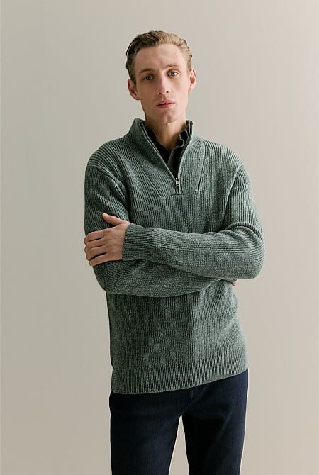 Merino Textured Half Zip