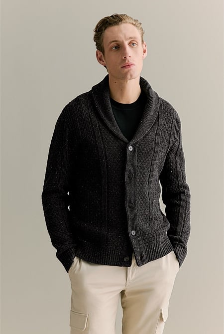Merino Nep Cable Shawl Knit