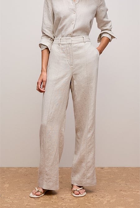 Yarn Dyed Linen Pintucked Pant