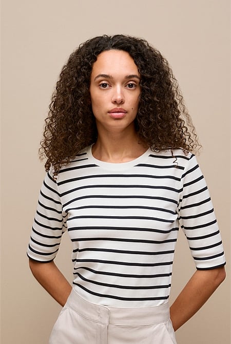Australian Cotton Stripe Half Sleeve T-shirt
