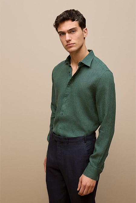 Tailored Fit Linen End On End Shirt