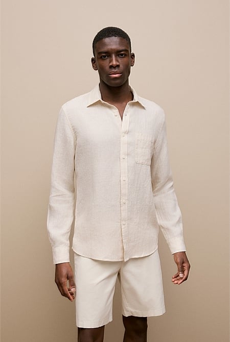 Regular Fit Linen Fine Stripe Shirt