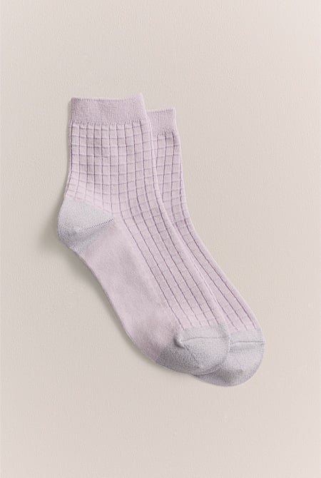 Textured Grid 1/4 Crew Sock