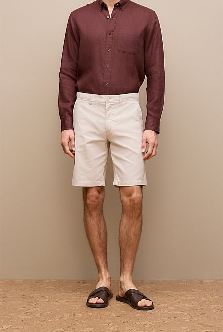 Stretch Cotton Dobby Longline Short