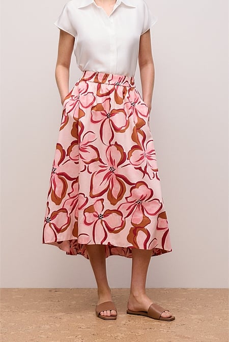 Peony Sateen Hi Lo Skirt