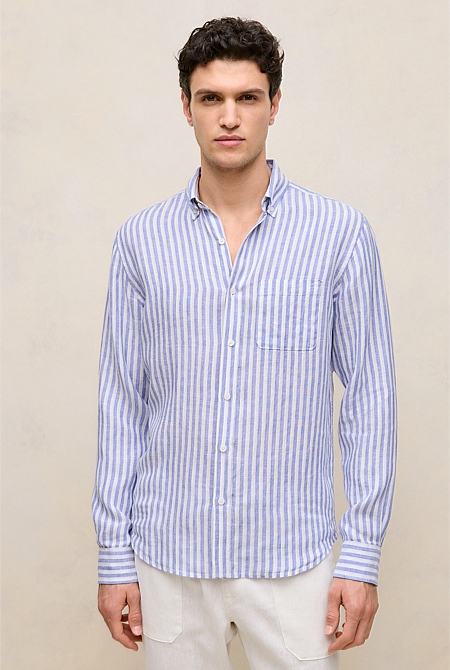 Regular Fit Linen Bengal Stripe Shirt