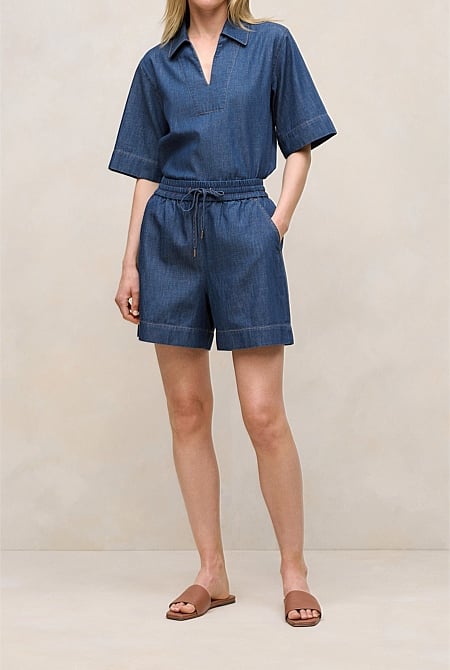 Soft Denim Drawcord Short
