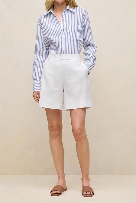 Stretch Linen Blend Tailored Short