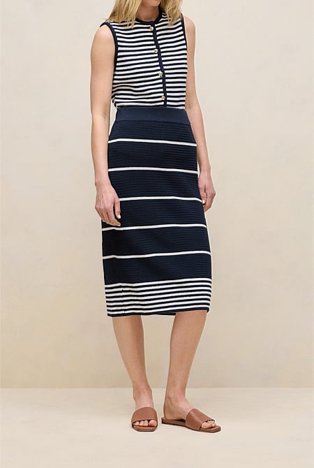 Stripe Knit Pencil Skirt