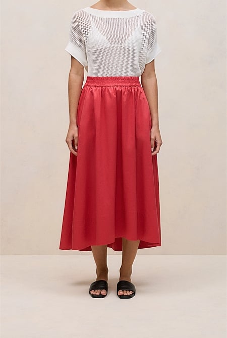 Cotton Sateen Waterfall Skirt