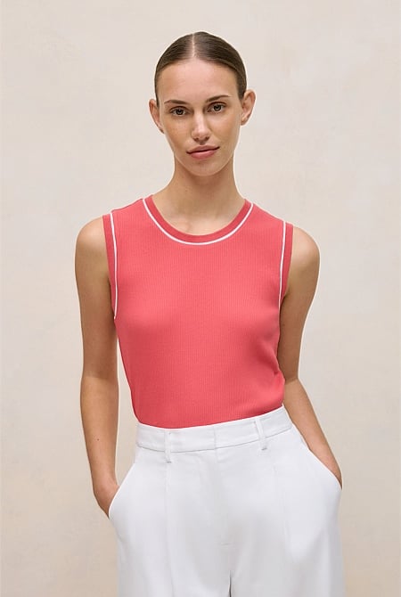 Cotton Rib Trim Detail Tank