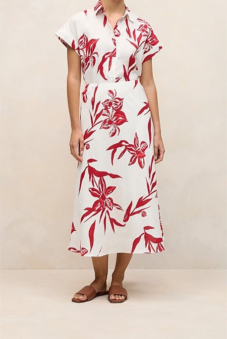 Wild Iris Linen Bias Skirt