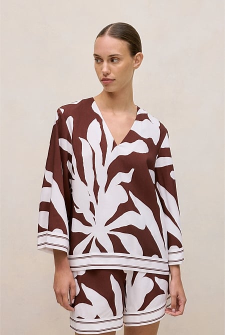 Wakame Border Stripe Popover Top