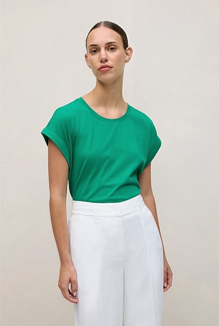 Cotton Cuff Sleeve T-shirt