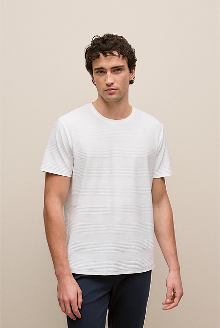 Cotton Jacquard Stripe T-shirt