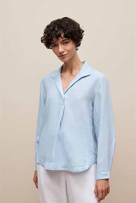 Yarn Dyed Linen Popover Shirt