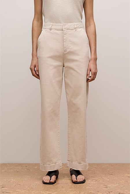 Garment Dyed Denim Tailored Pant