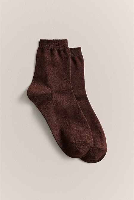 Metallic Rib Crew Sock