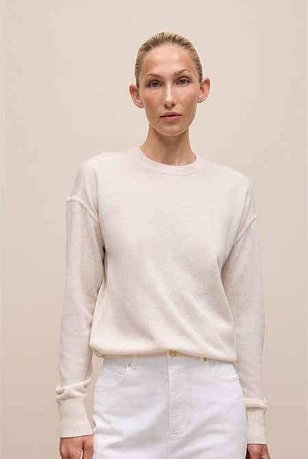 Merino Cashmere Forward Shoulder Seam Crew
