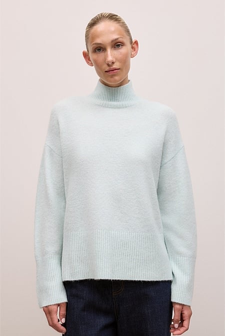 Alpaca Merino Blend Relaxed Mock Neck