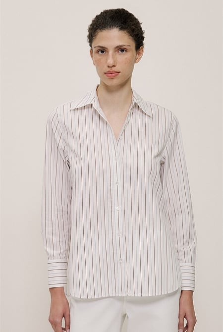 Yarn Dyed Poplin Stripe Shirt