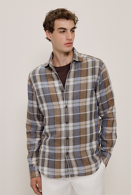 Tailored Fit Delave Linen Check Shirt