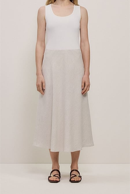 Yarn Dyed Linen Bias Slip Skirt