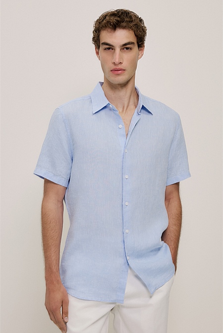 Regular Fit Delave Linen Short Sleeve Shirt