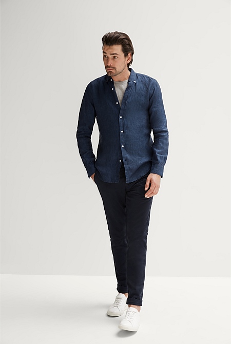 Tailored Fit Delave Linen Long Sleeve Shirt
