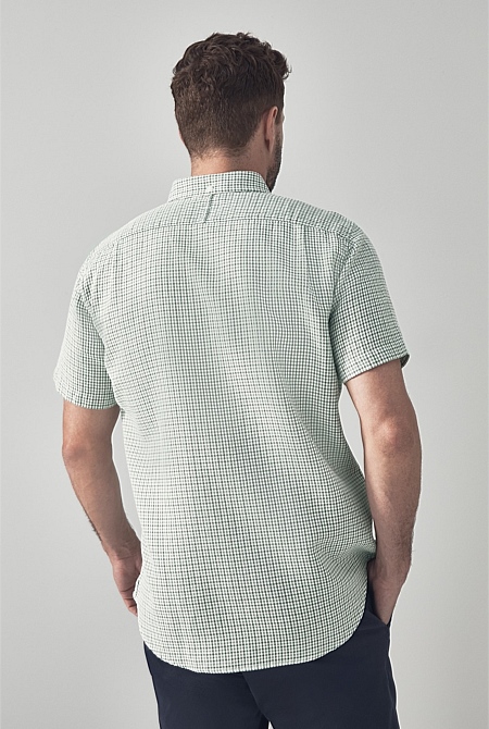 Sage Cheesecloth Short Sleeve Shirt - MEN Shirts | Trenery